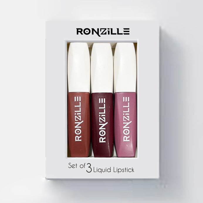 Ronzille Liquid Lipstick Waterproof and smudge-proof Non transferable Set of 3