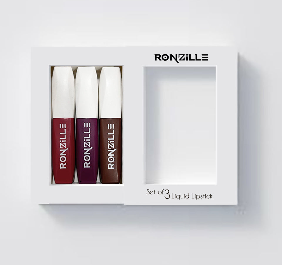 Ronzille Liquid Lipstick Waterproof and smudge-proof Non transferable Lipsticks Shade 2 Set of 3