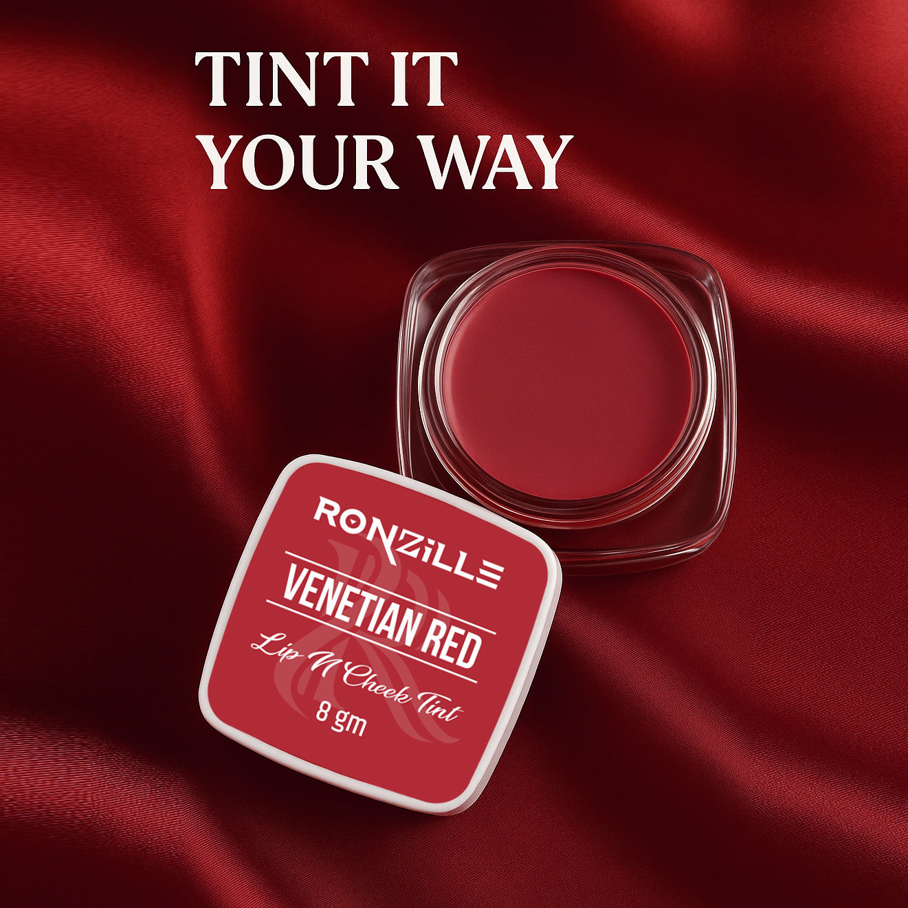 Ronzille 3-in-1 Lip, Cheek & Eye Tint |Paraben-Free | Creamy Matte Finish (Venetian Red)