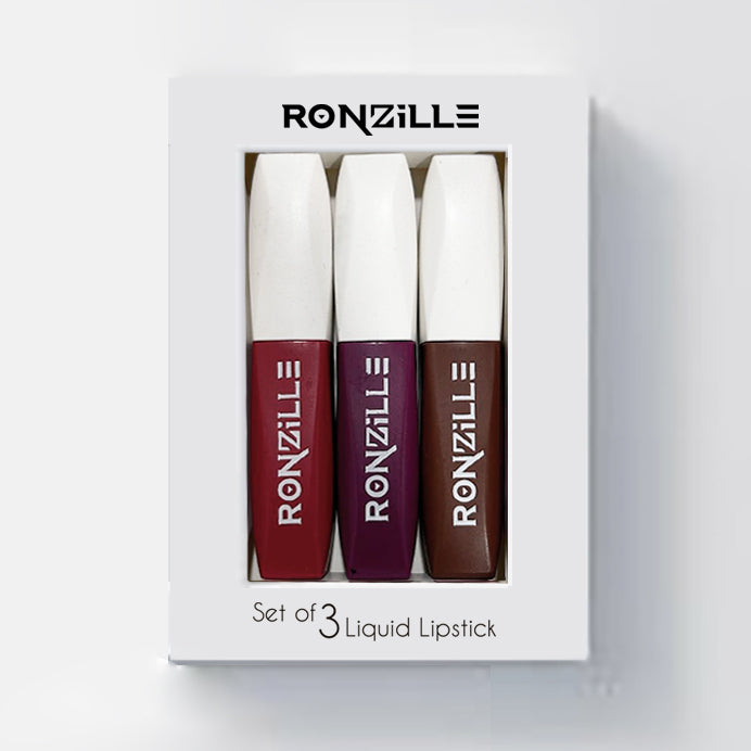 Ronzille Liquid Lipstick Waterproof and smudge-proof Non transferable Lipsticks Shade 2 Set of 3