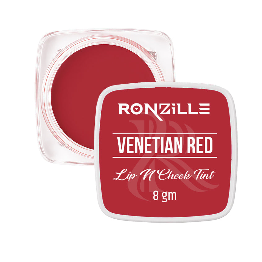 Ronzille 3-in-1 Lip, Cheek & Eye Tint |Paraben-Free | Creamy Matte Finish (Venetian Red)