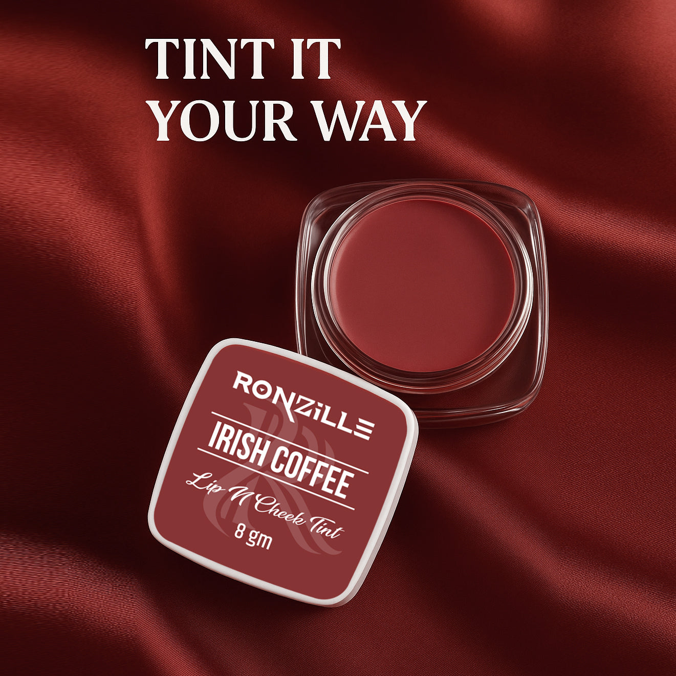 Ronzille 3-in-1 Lip, Cheek & Eye Tint |Paraben-Free | Creamy Matte Finish (Irish Coffee)