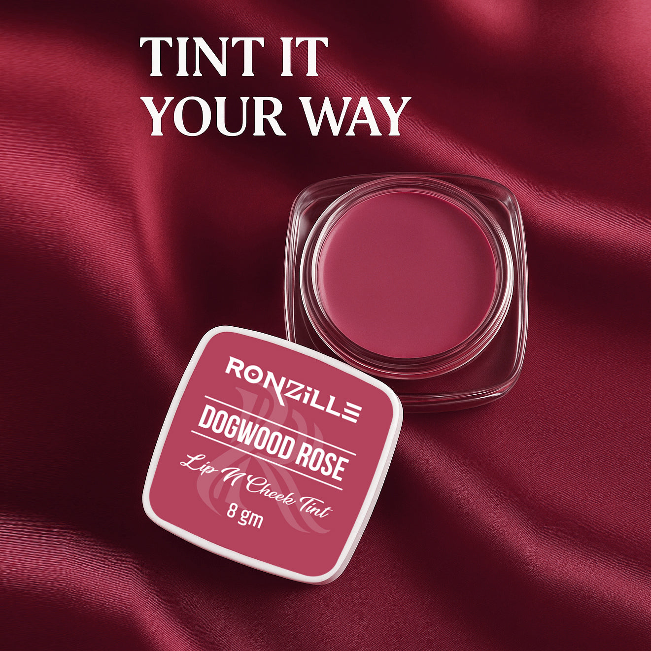 Ronzille 3-in-1 Lip, Cheek & Eye Tint |Paraben-Free | Creamy Matte Finish (Dogwood Rose)