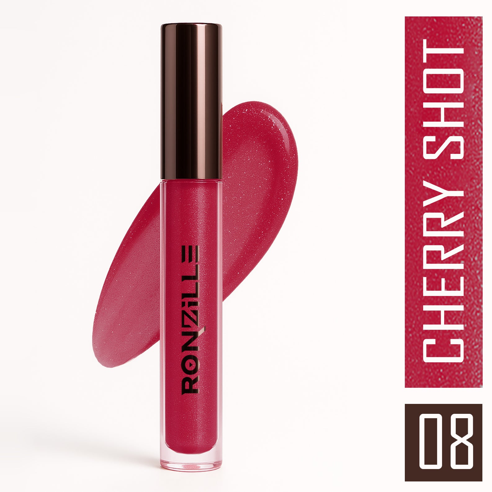 Ronzille-Lip Gloss | High-Glossy Shine | Enriched with Vitamin E | Lightweight | Non Sticky | Hydrating Formula | Cherry Shot- 6ml