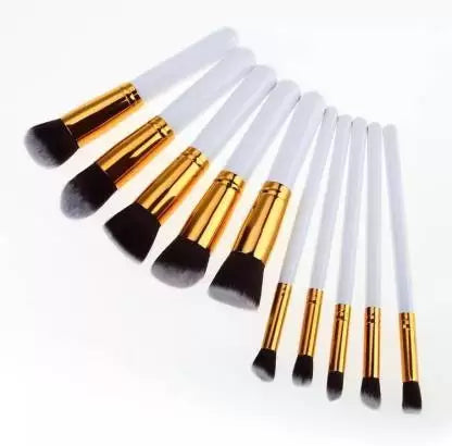 Ronzille Makeup Brushes Set Tool Pro Foundation Blending Blush Eyeliner Face Powder Brush Kit (White) set of 10
