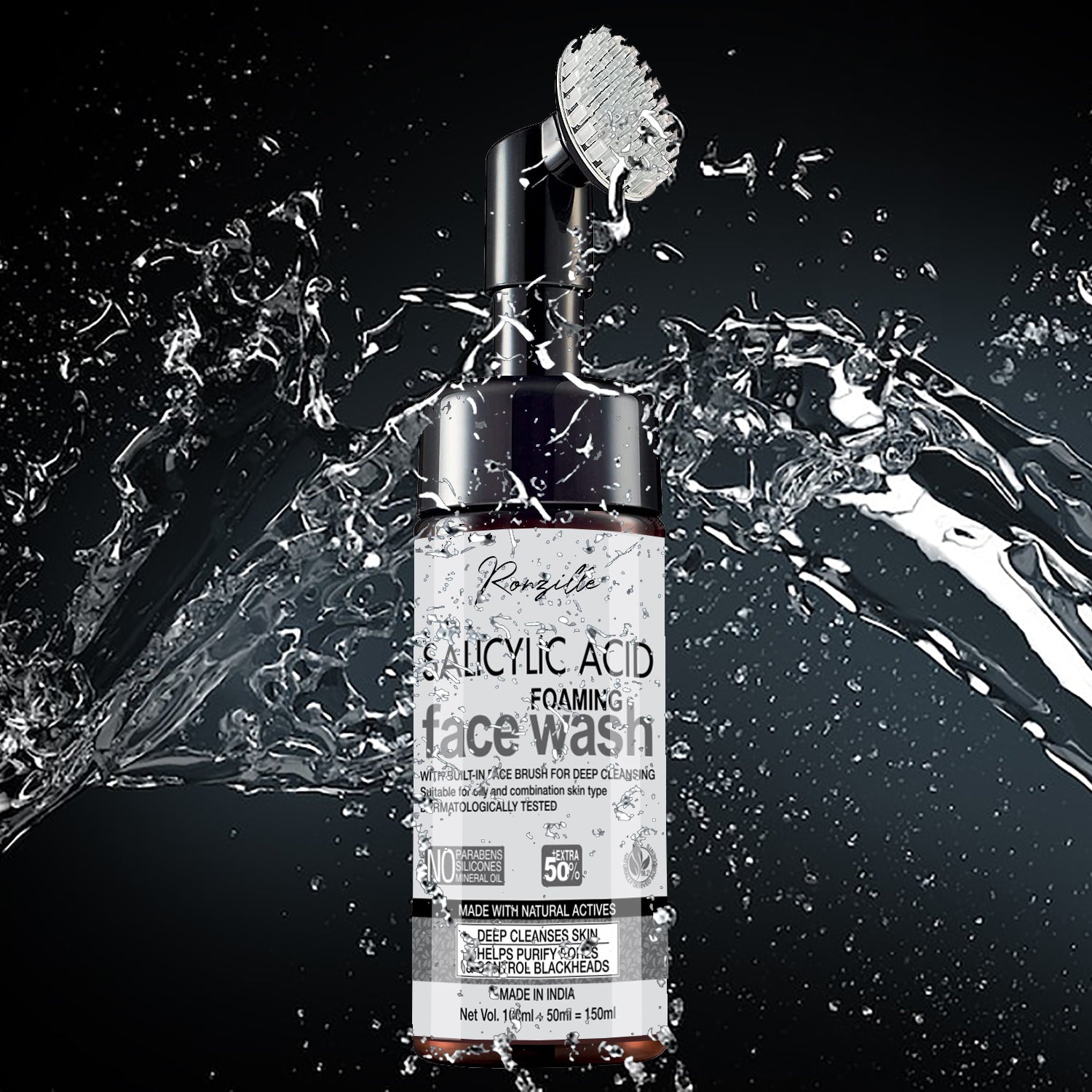 Ronzille Fermented Rice Water Foaming Wash With Built -In Face Brush For Deep Cleansing Men & Women All Skin Types Face Wash-150 ml
