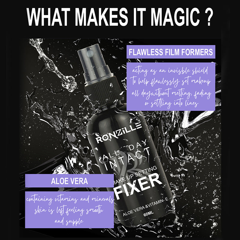 Ronzille All Day intact makeup Setting Fixer with Aloe Vera and Vitamin E-60ml