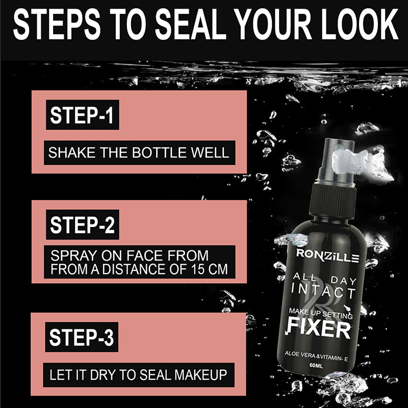 Ronzille All Day intact makeup Setting Fixer with Aloe Vera and Vitamin E-60ml