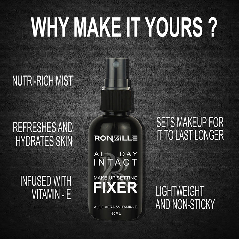 Ronzille All Day intact makeup Setting Fixer with Aloe Vera and Vitamin E-60ml