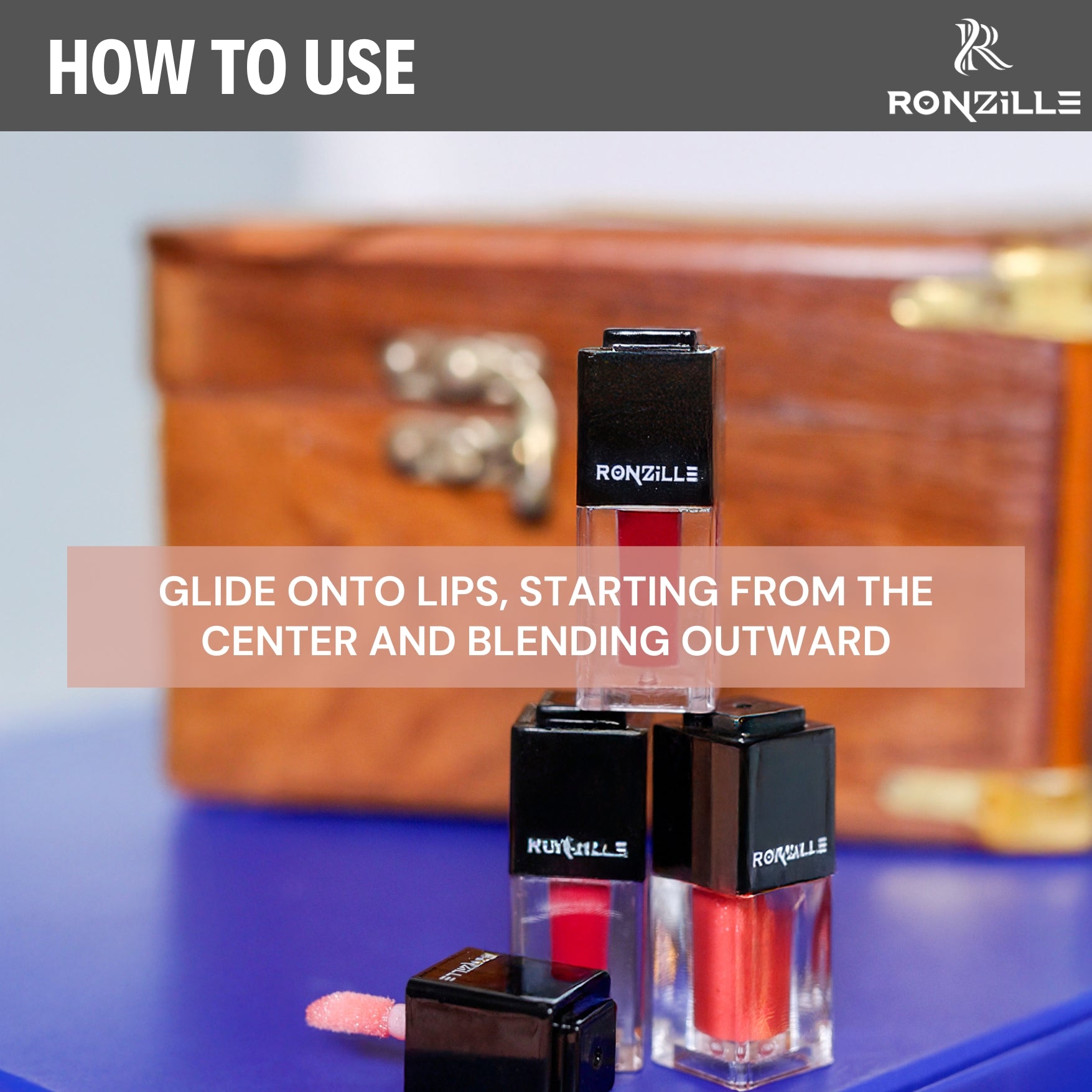 Ronzille Tinted Lip Gloss Non Sticky & Non Drying Formula, Long Lasting Moisturizing-Set of 8