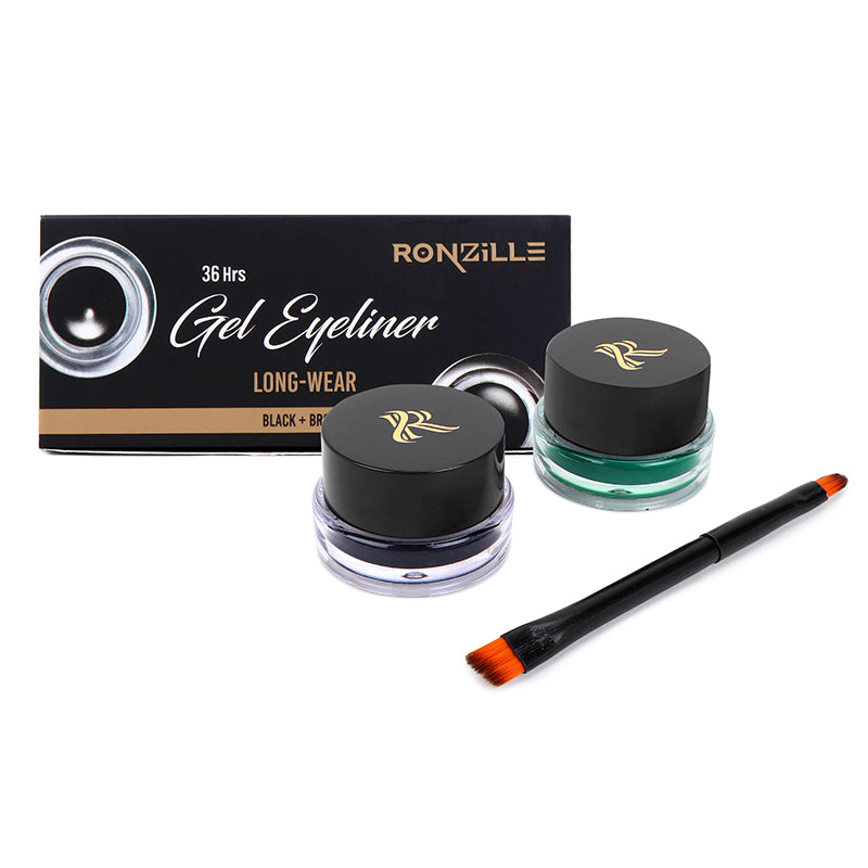 "Ronzille 36Hr WaterProof & Smudge Proof Long Wear Gel Eyeliner with precision Brush (Black,Green) "