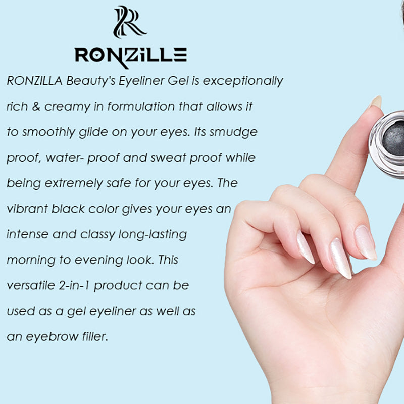 Ronzille 36Hr waterproof & Smudge Proof Long Wear Gel Eyeliner with precision Brush