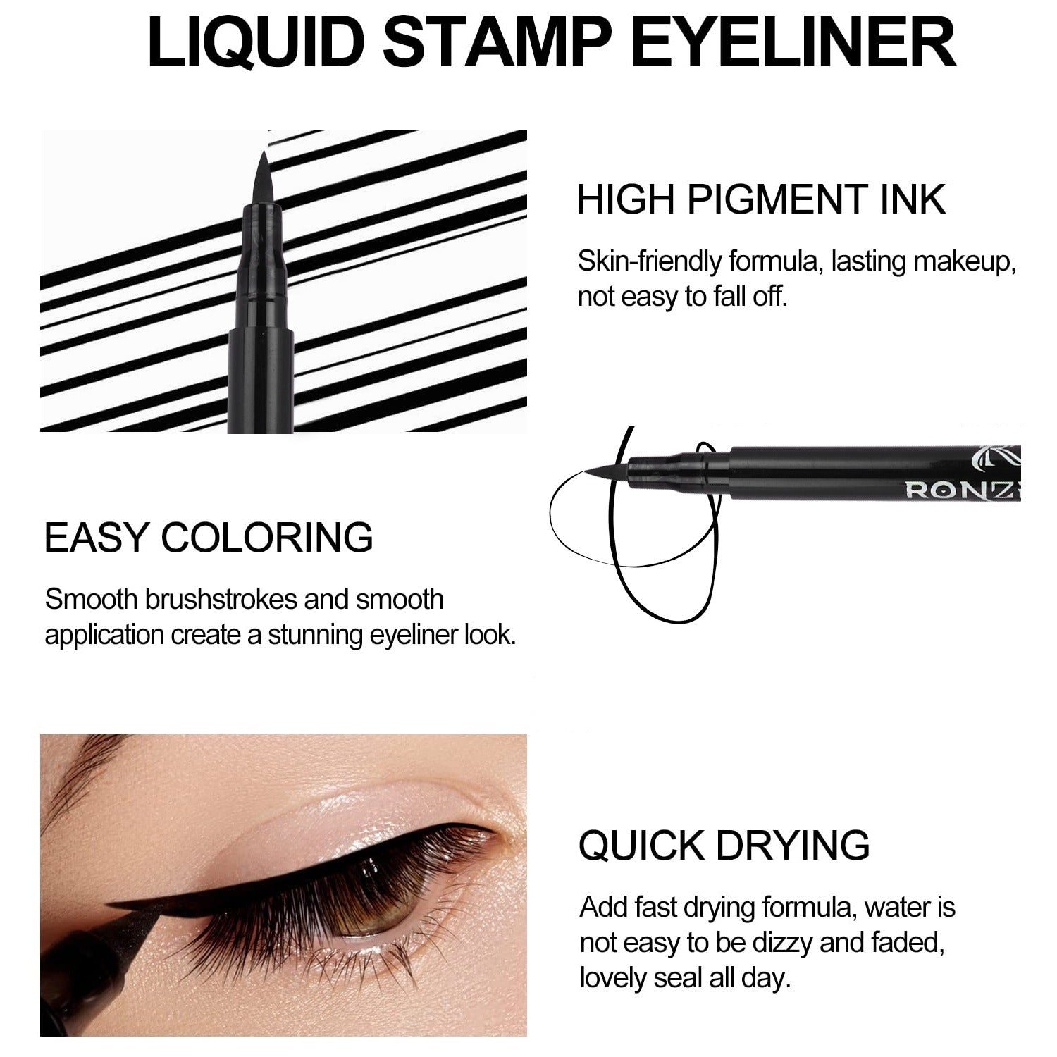 Ronzille Eye Define Combo Waterproof 2in1 Mascara + Deep Black Matte Eyeliner