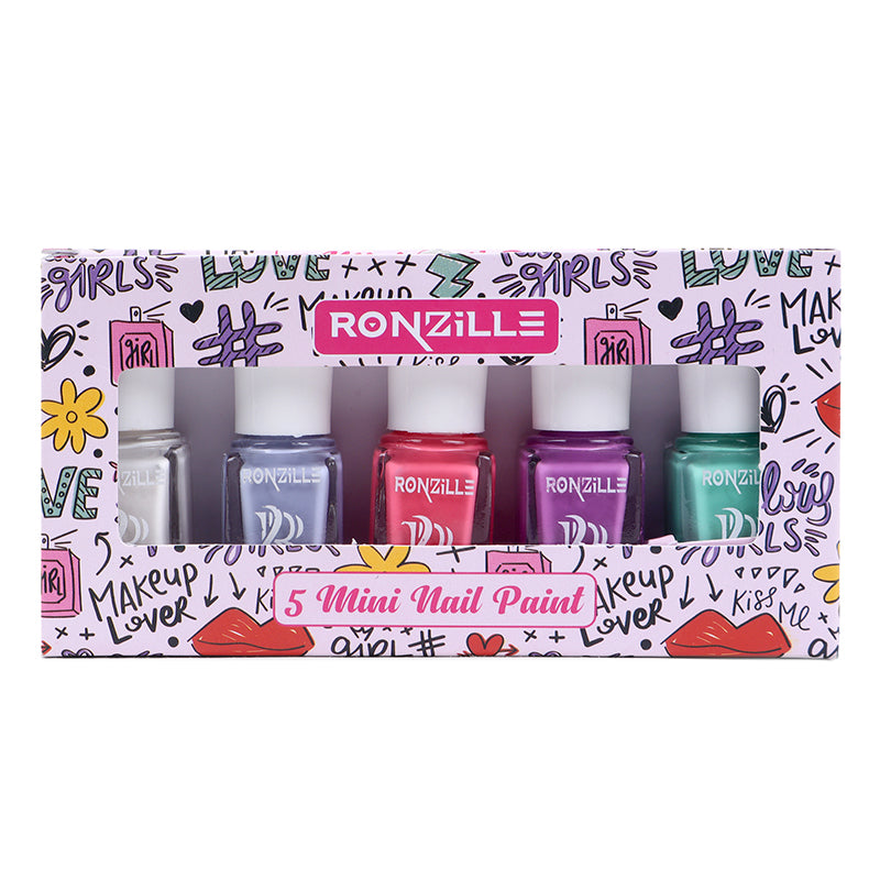 Ronzille Set of 5 Mini Nail Paint Kit - Pastel Edition