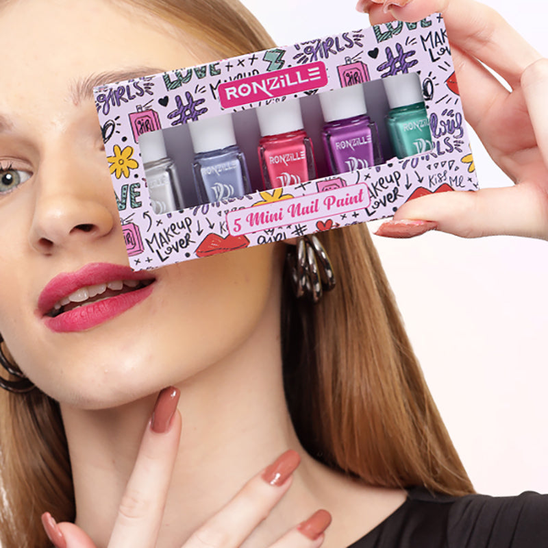 Ronzille Set of 5 Mini Nail Paint Kit - Pastel Edition