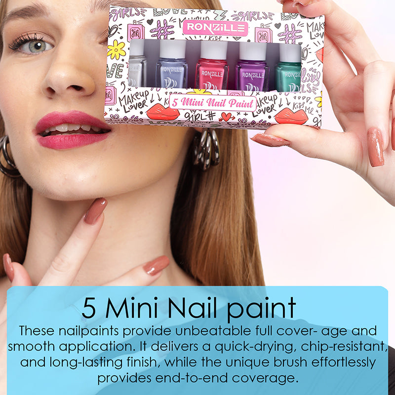Ronzille Set of 5 Mini Nail Paint Kit - Pastel Edition