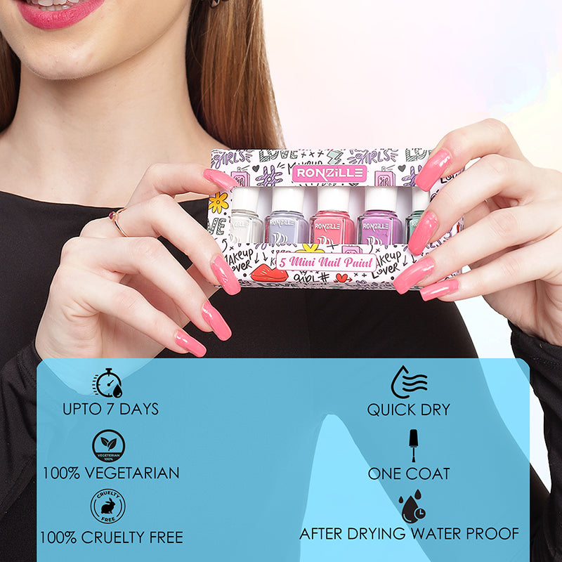 Ronzille Set of 5 Mini Nail Paint Kit - Pastel Edition