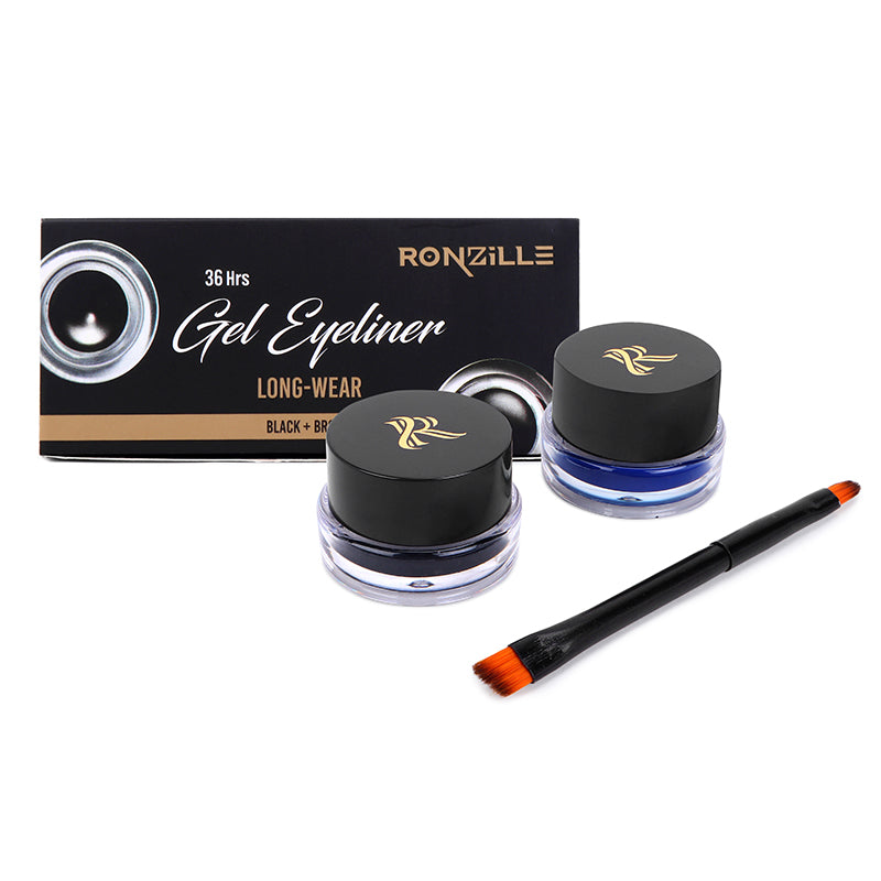 "Ronzille 36Hr WaterProof & Smudge Proof Long Wear Gel Eyeliner with precision Brush (Black,Blue) "