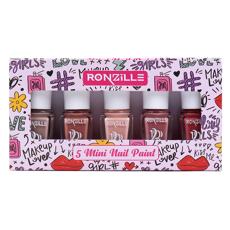 Ronzille Set of 5 Mini Nail Paint Kit - Nude Edition