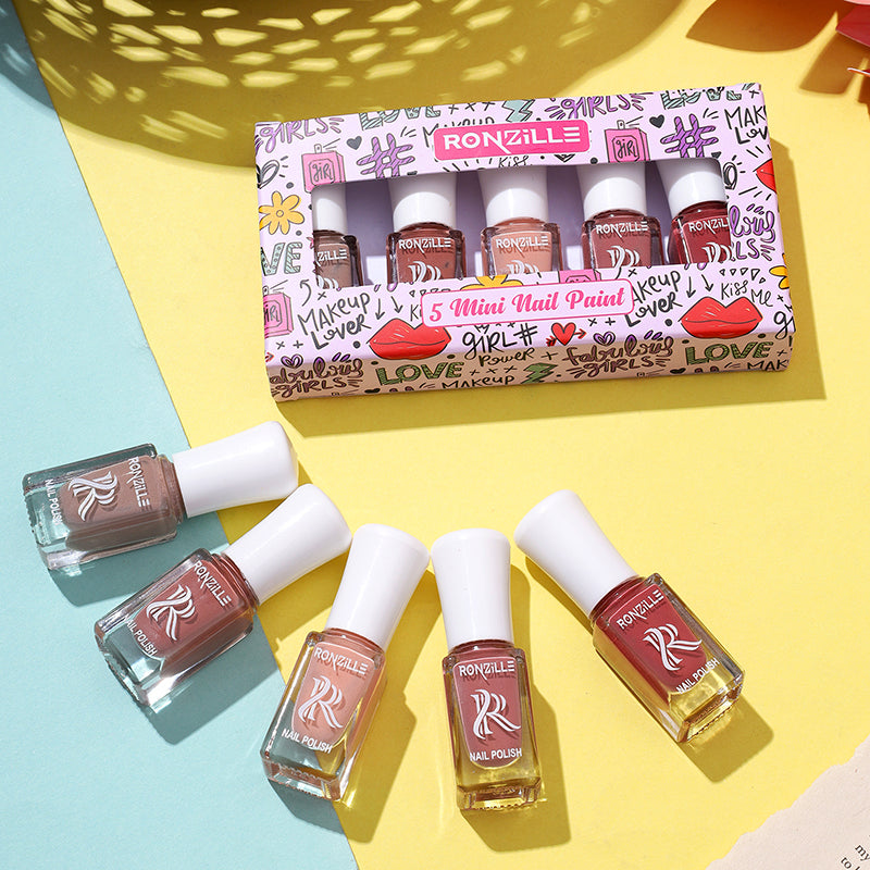 Ronzille Set of 5 Mini Nail Paint Kit - Nude Edition