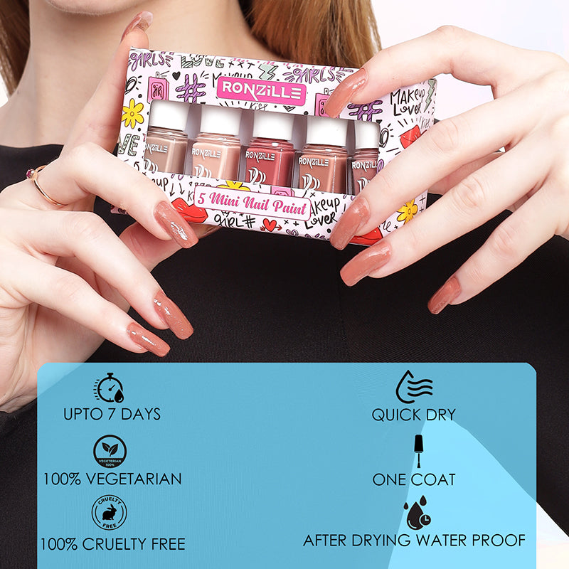 Ronzille Set of 5 Mini Nail Paint Kit - Nude Edition