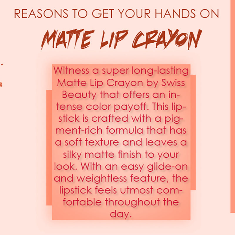 Ronzille Long Stay Matte Lip Crayon - Soft Peach