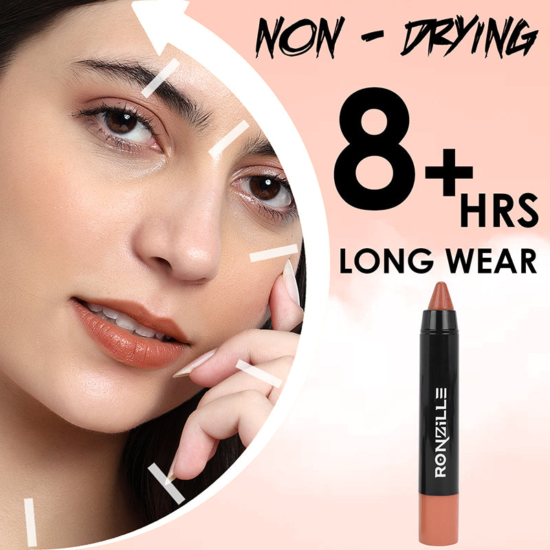 Ronzille Long Stay Matte Lip Crayon - Soft Peach