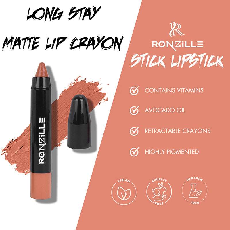 Ronzille Long Stay Matte Lip Crayon - Soft Peach