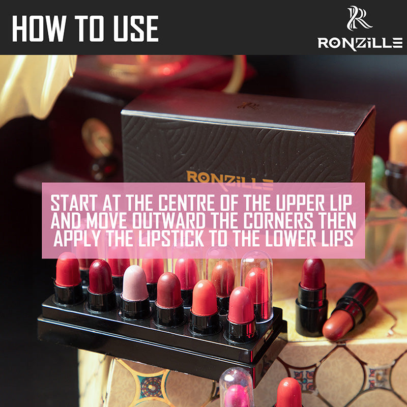 Ronzille Mini Trial Lipstick Kit Set of 12 (Shade-B)