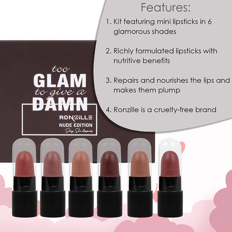 Ronzille too glam to give a damn Bullet lipstick Set of 6 - Nude Edition