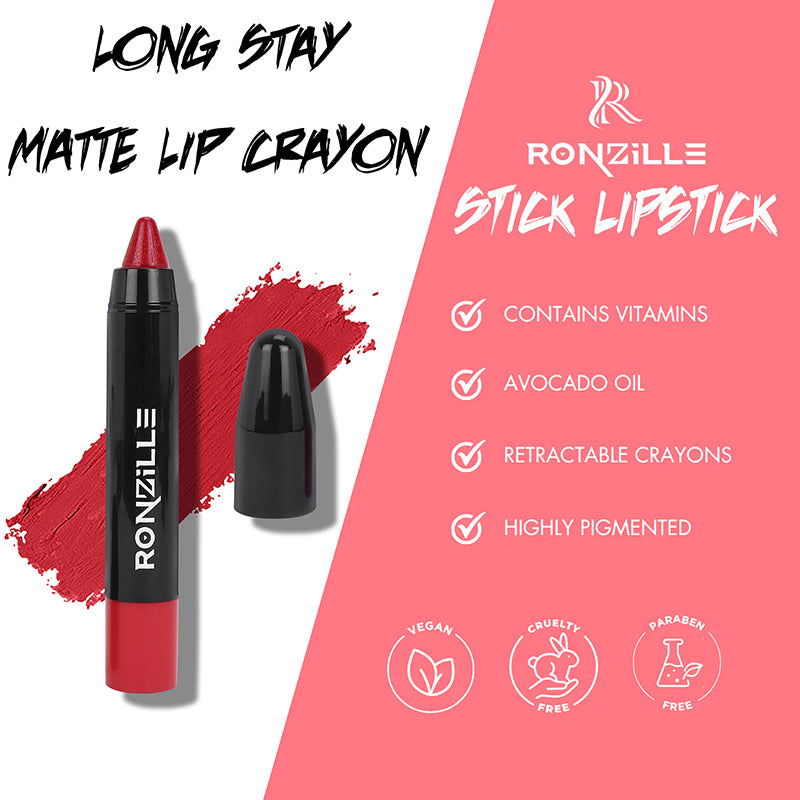 Ronzille Long Stay Matte Lip Crayon - Venetian Red