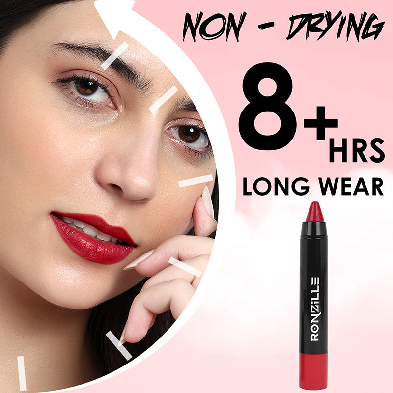 Ronzille Long Stay Matte Lip Crayon - Venetian Red
