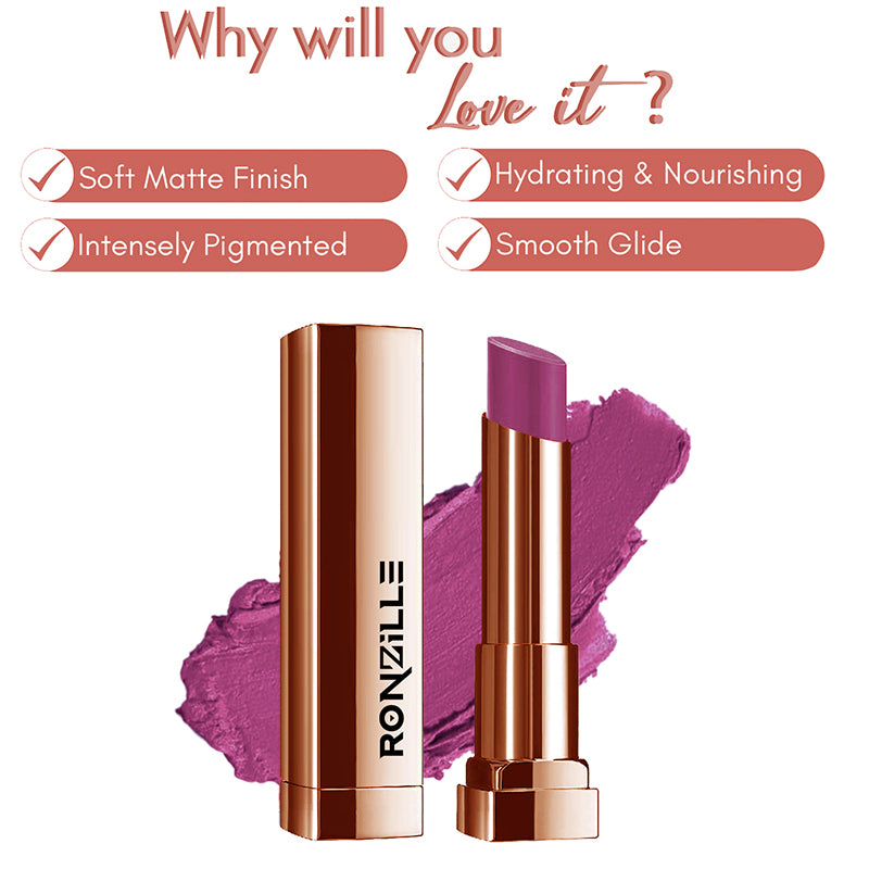 Ronzille Natural Colored Long Stay Matte Lipstick With Intense Colour Payoff Shade -08