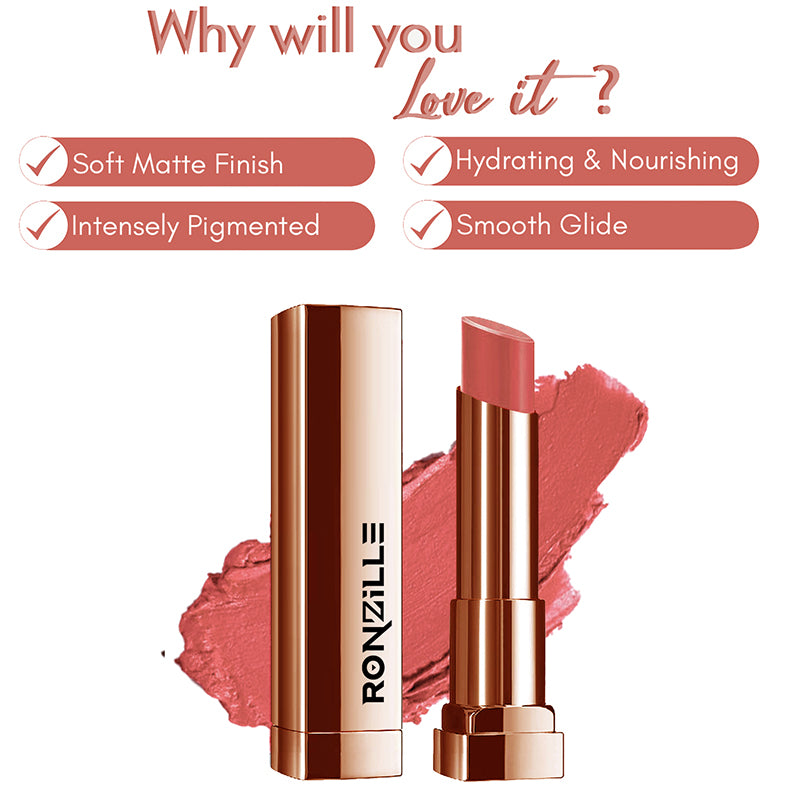 Ronzille Natural Colored Long Stay Matte Lipstick With Intense Colour Payoff Shade -11