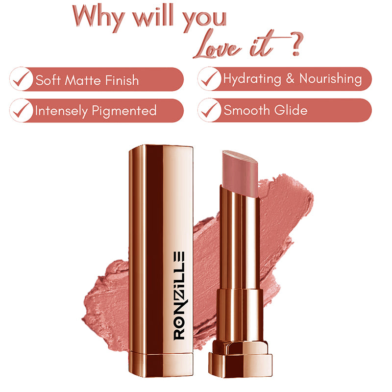 Ronzille Natural Colored Long Stay Matte Lipstick With Intense Colour Payoff Shade -14