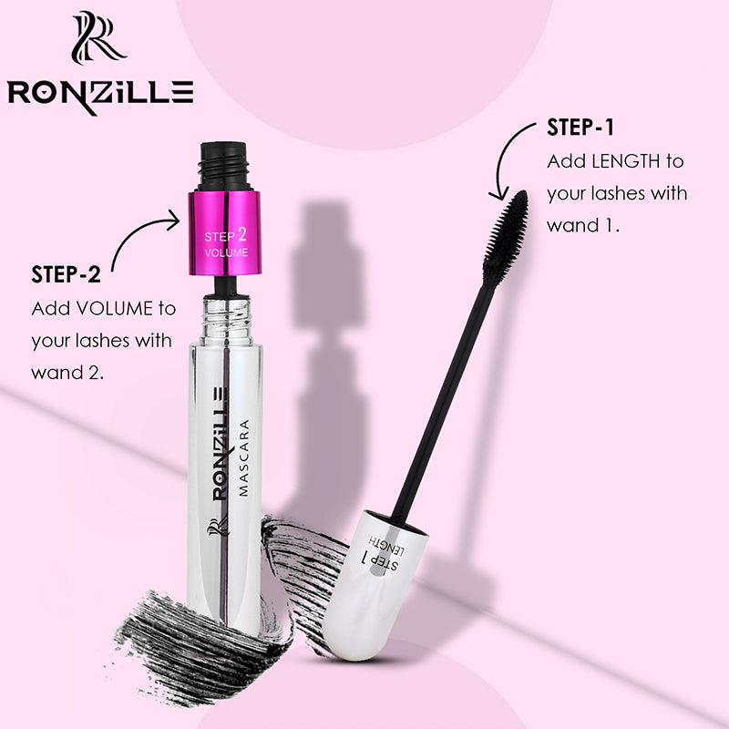 Ronzille Waterproof & Smudgeproof Two in one Mascara - Volumising & Lengthening