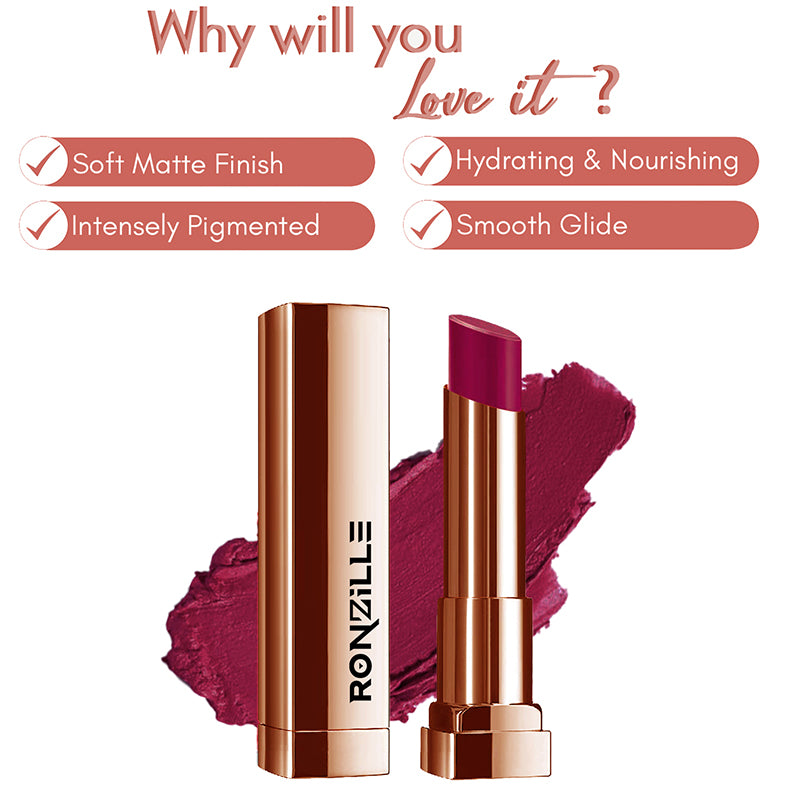 Ronzille Natural Colored Long Stay Matte Lipstick With Intense Colour Payoff Shade -05