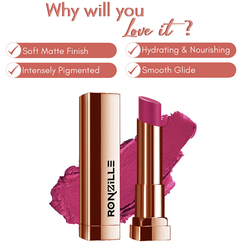 Ronzille Natural Colored Long Stay Matte Lipstick With Intense Colour Payoff Shade -13