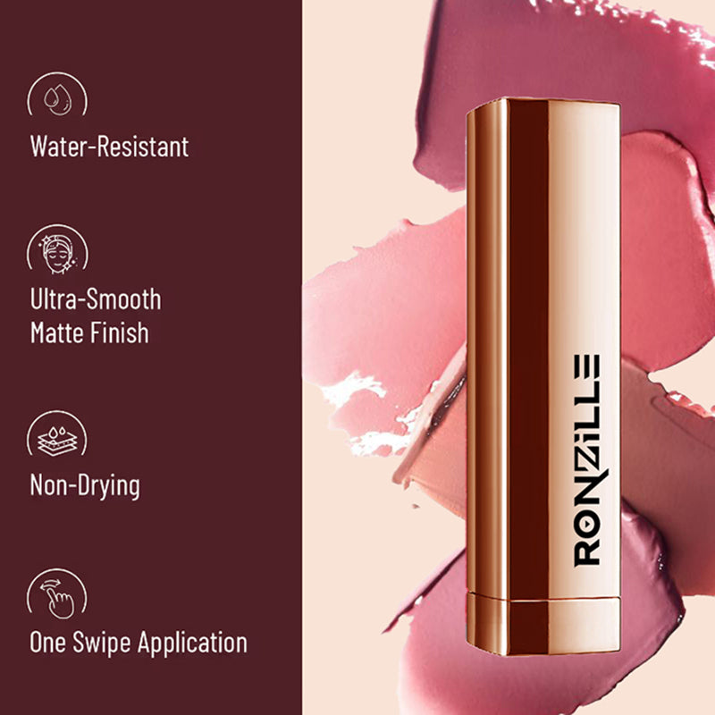 Ronzille Natural Colored Long Stay Matte Lipstick With Intense Colour Payoff Shade -13