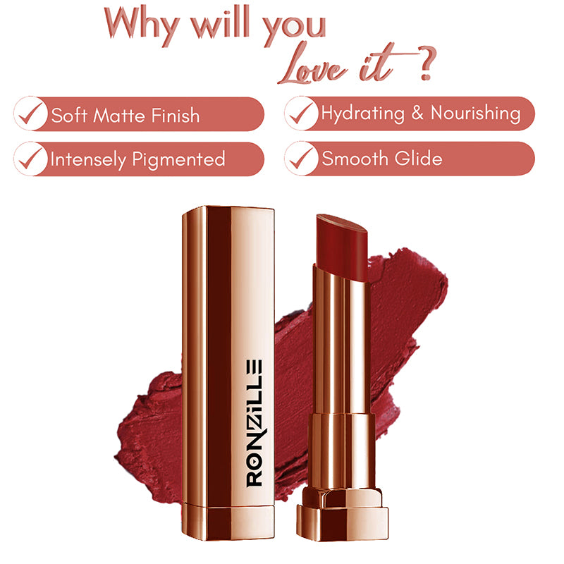 Ronzille Natural Colored Long Stay Matte Lipstick With Intense Colour Payoff Shade -12