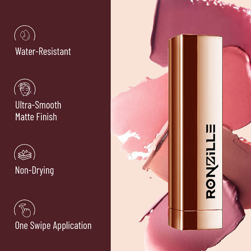 Ronzille Natural Colored Long Stay Matte Lipstick With Intense Colour Payoff Shade -12