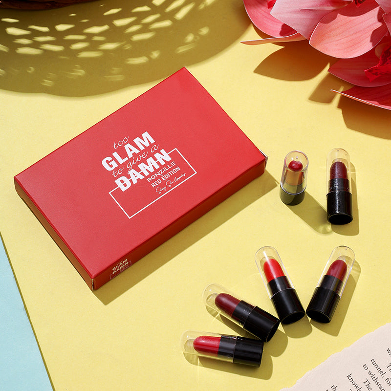 Ronzille too glam to give a damn Bullet lipstick Set of 6 - Red Edition