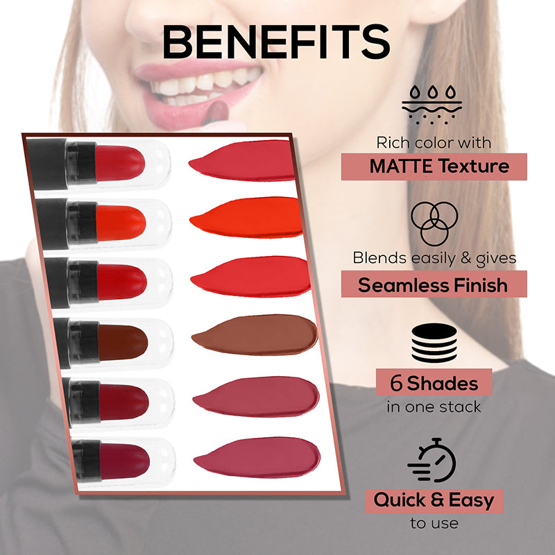 Ronzille too glam to give a damn Bullet lipstick Set of 6 - Red Edition