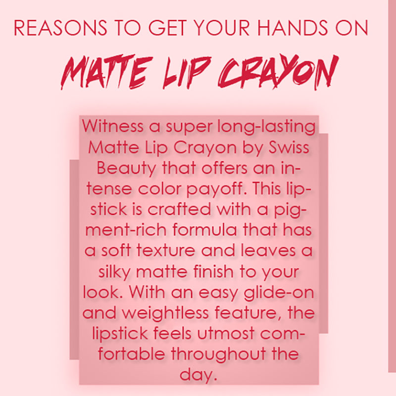 Ronzille Long Stay Matte Lip Crayon - Raspberry Rose