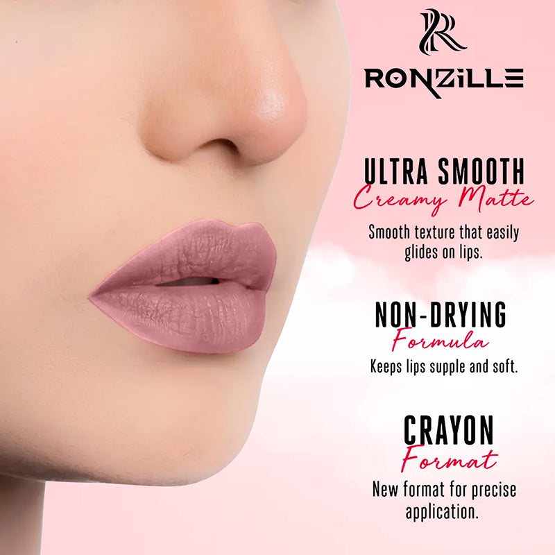 Ronzille Long Stay Matte Lip Crayon - Raspberry Rose