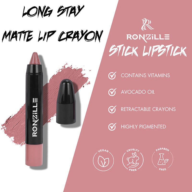 Ronzille Long Stay Matte Lip Crayon - Raspberry Rose