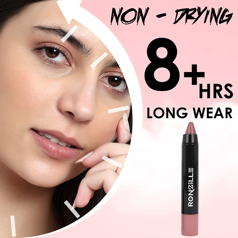 Ronzille Long Stay Matte Lip Crayon - Raspberry Rose