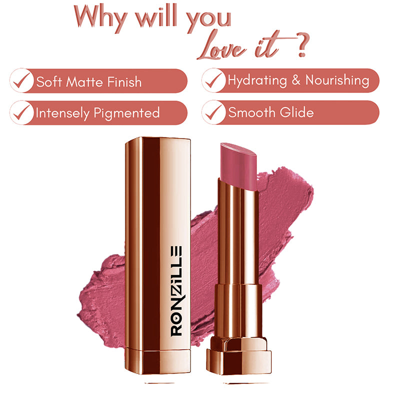 Ronzille Natural Colored Long Stay Matte Lipstick With Intense Colour Payoff Shade -17