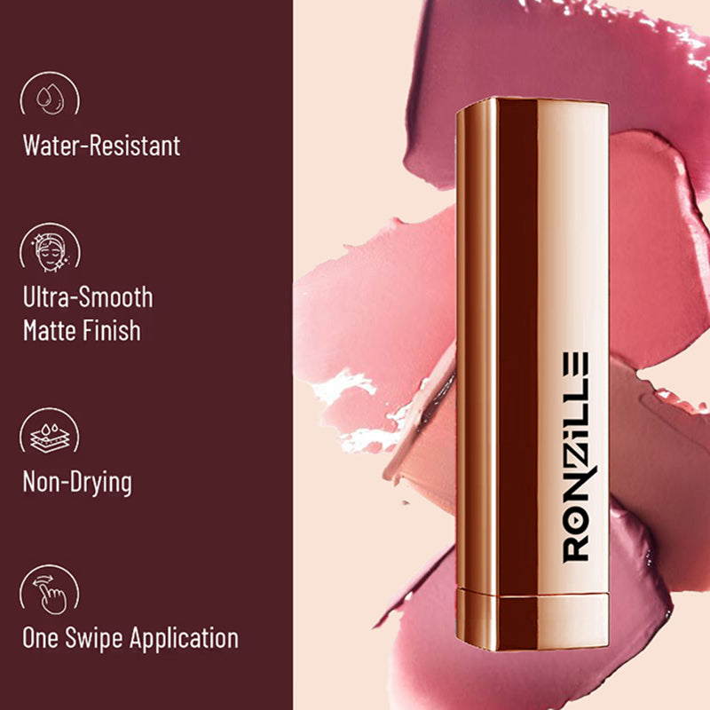 Ronzille Natural Colored Long Stay Matte Lipstick With Intense Colour Payoff Shade -17