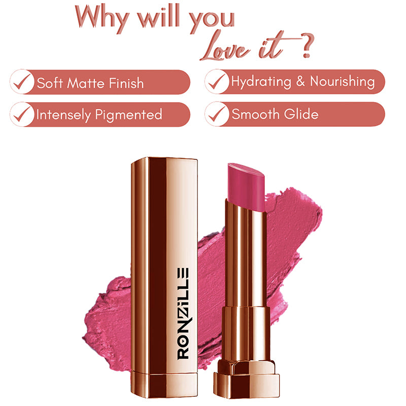 Ronzille Natural Colored Long Stay Matte Lipstick With Intense Colour Payoff Shade -06